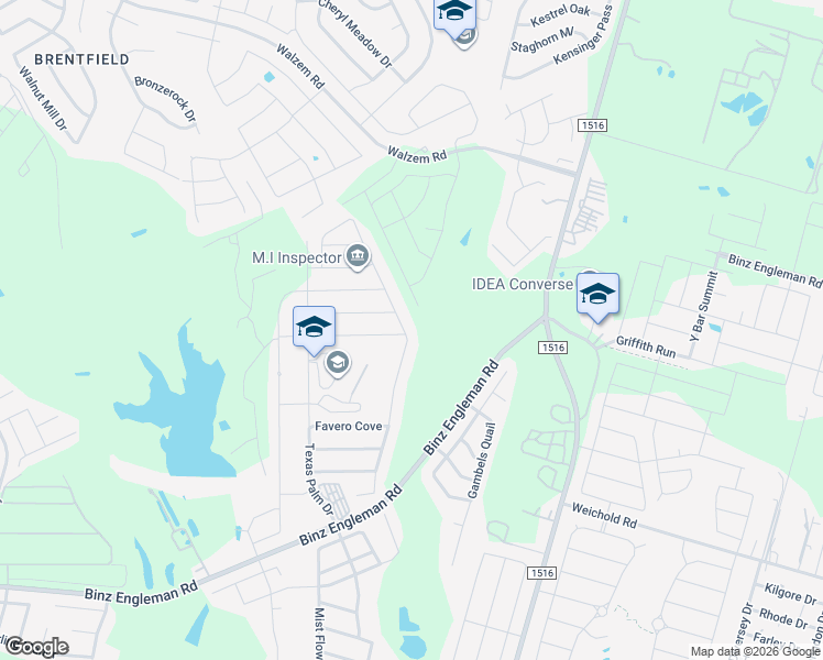 map of restaurants, bars, coffee shops, grocery stores, and more near 5058 Everett Loop in Converse