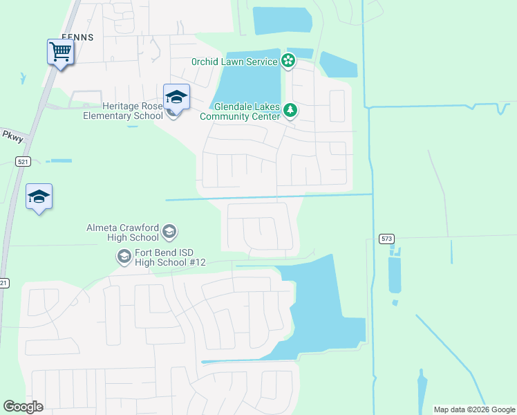 map of restaurants, bars, coffee shops, grocery stores, and more near 11140 Fm 521 Road in Rosharon
