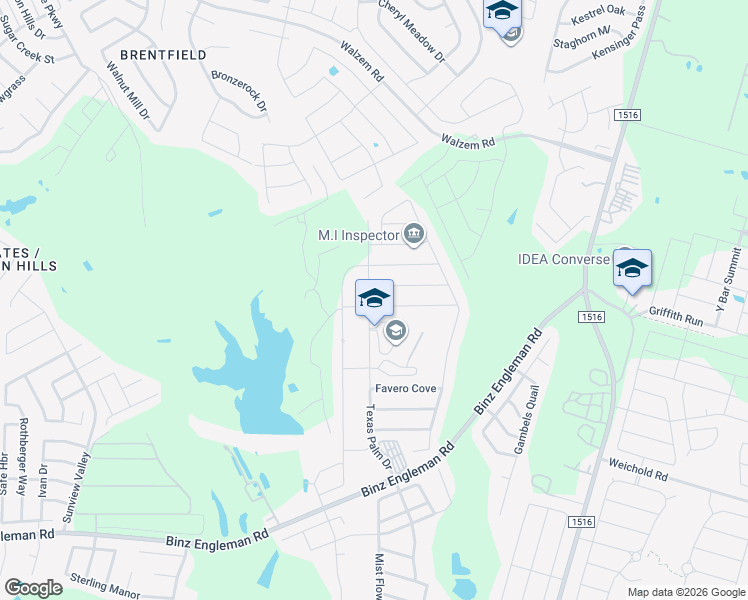 map of restaurants, bars, coffee shops, grocery stores, and more near 8403 Terlingua Cove in Converse