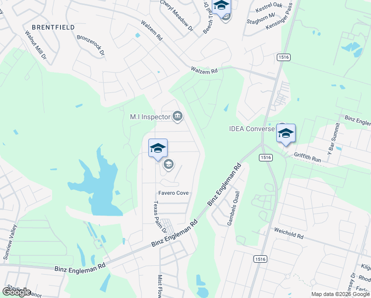 map of restaurants, bars, coffee shops, grocery stores, and more near 8523 Terlingua Cove in Converse