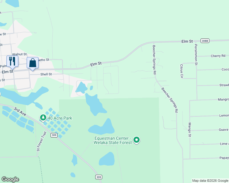 map of restaurants, bars, coffee shops, grocery stores, and more near 388 River Hill Drive in Welaka