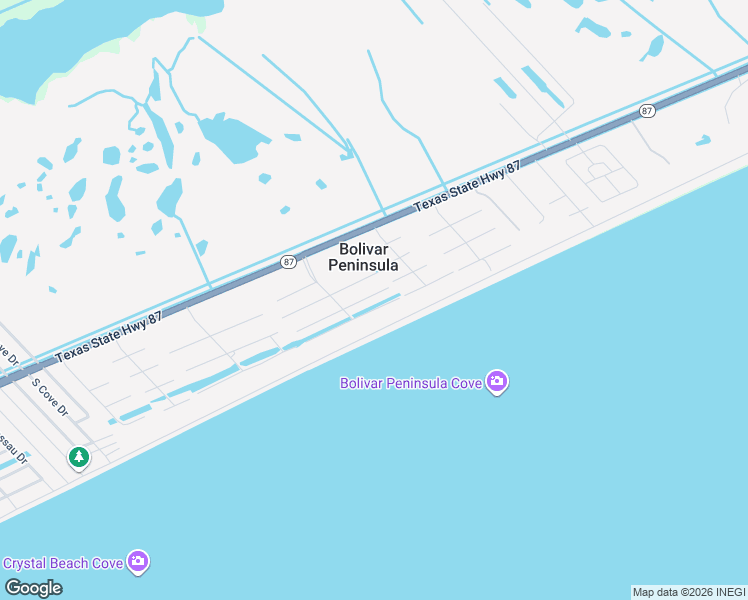 map of restaurants, bars, coffee shops, grocery stores, and more near 3328 Prides Way in Galveston