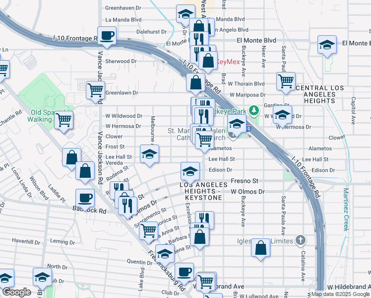 map of restaurants, bars, coffee shops, grocery stores, and more near 2005 Lee Hall in San Antonio