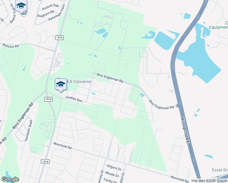 map of restaurants, bars, coffee shops, grocery stores, and more near 5107 Longhorn River in Converse