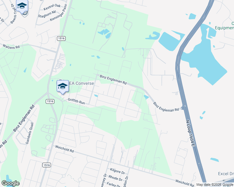map of restaurants, bars, coffee shops, grocery stores, and more near 5107 Longhorn River in Converse