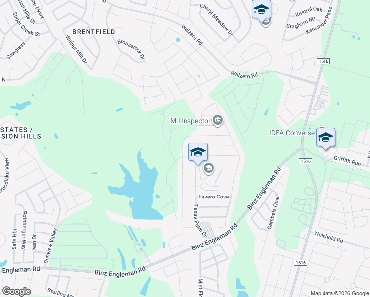 map of restaurants, bars, coffee shops, grocery stores, and more near 8403 Terlingua Cove in Converse