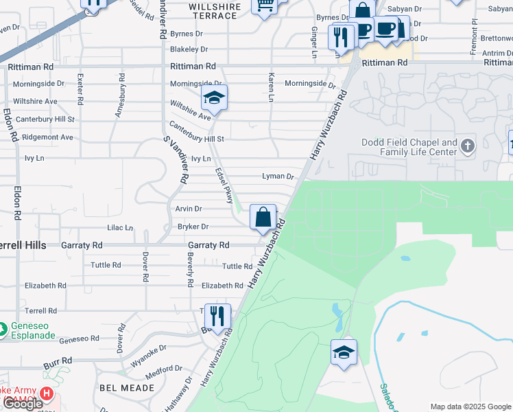 map of restaurants, bars, coffee shops, grocery stores, and more near 216 Arvin Drive in San Antonio