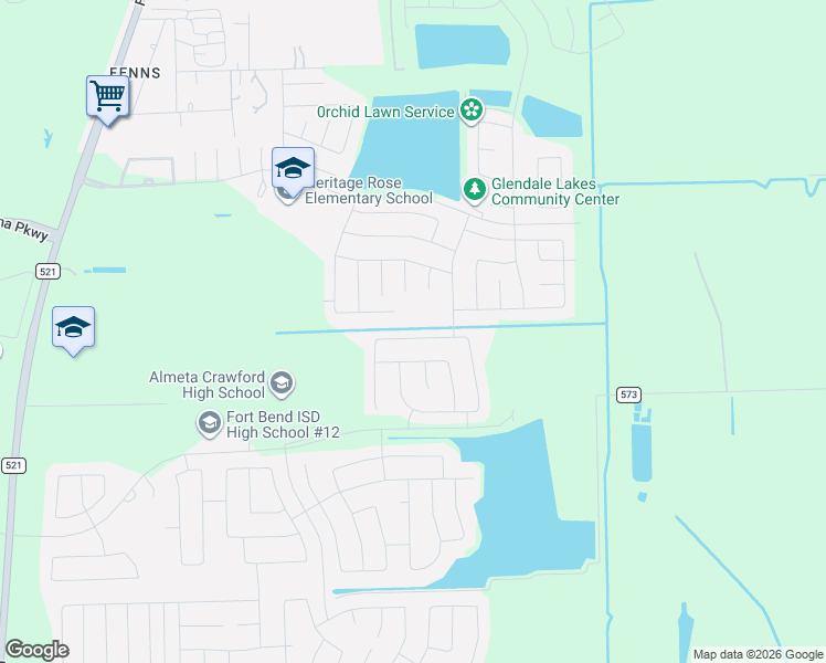 map of restaurants, bars, coffee shops, grocery stores, and more near 11140 Fm 521 Road in Rosharon