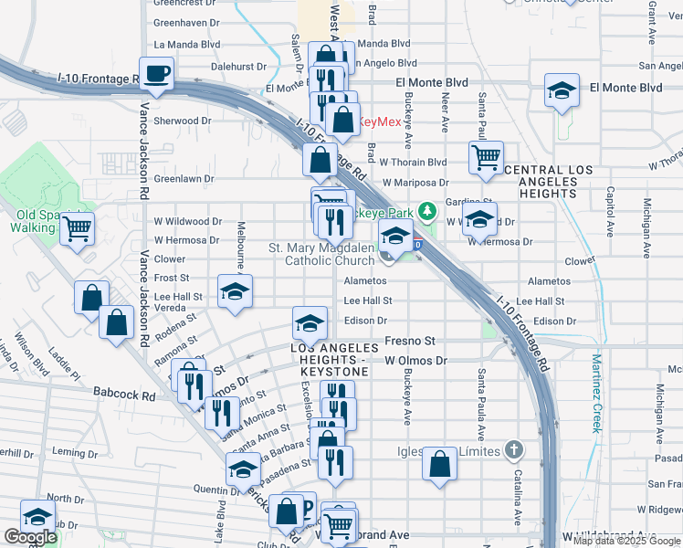 map of restaurants, bars, coffee shops, grocery stores, and more near 1618 West Avenue in San Antonio