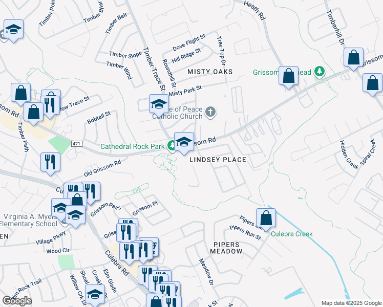 map of restaurants, bars, coffee shops, grocery stores, and more near 7910 Crystal Point in San Antonio