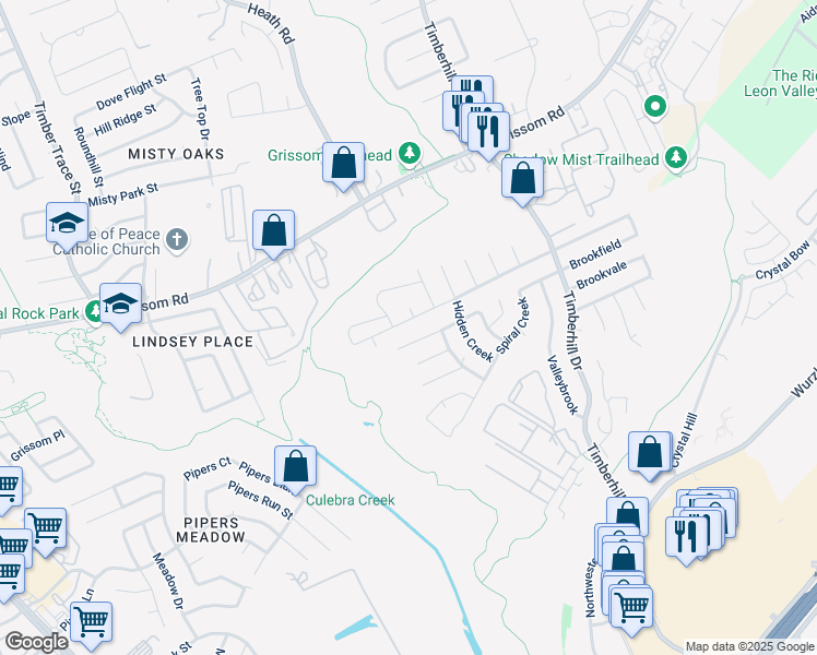 map of restaurants, bars, coffee shops, grocery stores, and more near 4706 Brook North Drive in San Antonio