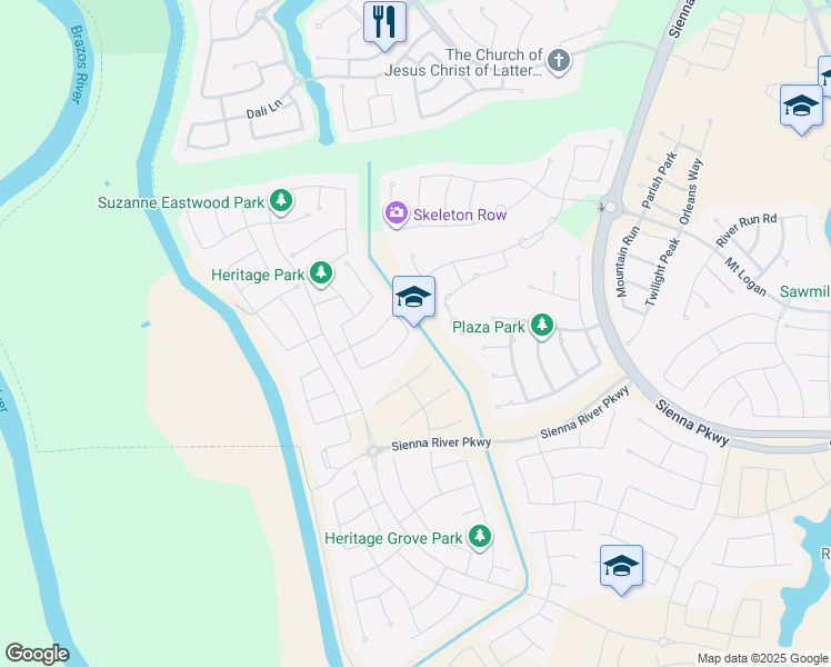 map of restaurants, bars, coffee shops, grocery stores, and more near in Missouri City