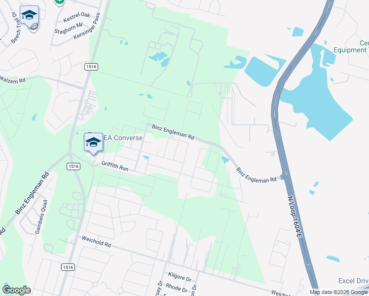 map of restaurants, bars, coffee shops, grocery stores, and more near in Converse