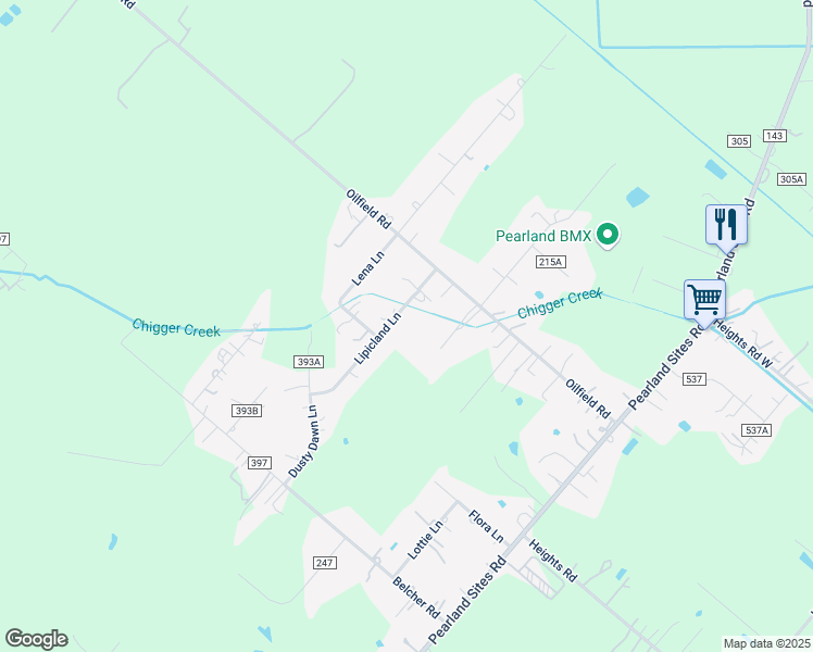 map of restaurants, bars, coffee shops, grocery stores, and more near 1619 County Road 393 in Alvin