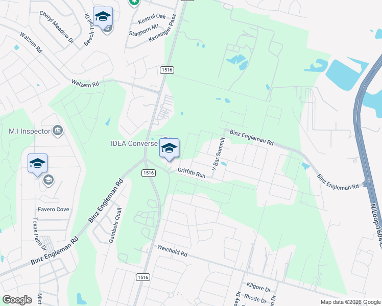 map of restaurants, bars, coffee shops, grocery stores, and more near 5162 Farm to Market 1516 in Converse