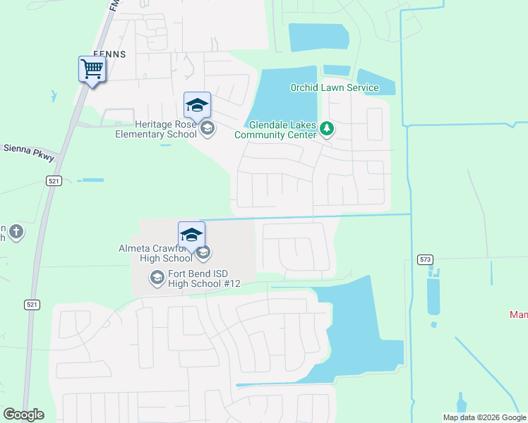 map of restaurants, bars, coffee shops, grocery stores, and more near 838 Pismo lane in Rosharon