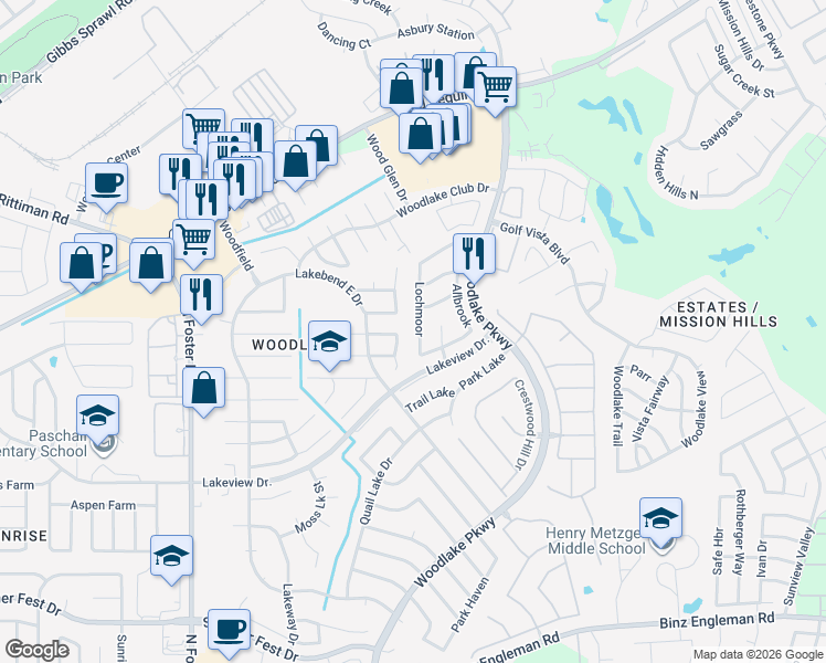 map of restaurants, bars, coffee shops, grocery stores, and more near in San Antonio