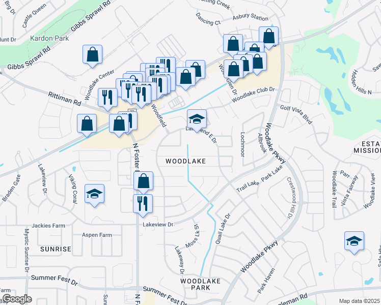 map of restaurants, bars, coffee shops, grocery stores, and more near 6803 Indian Lake Drive in San Antonio