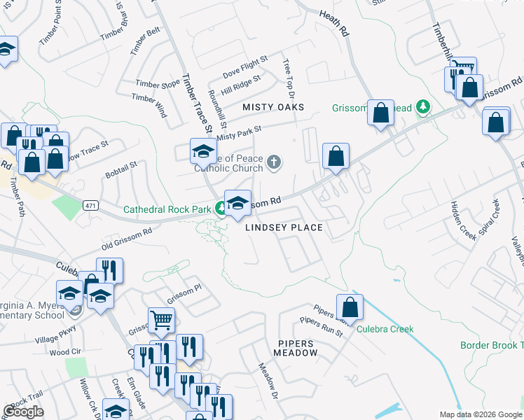 map of restaurants, bars, coffee shops, grocery stores, and more near 7831 Crystal Point in San Antonio