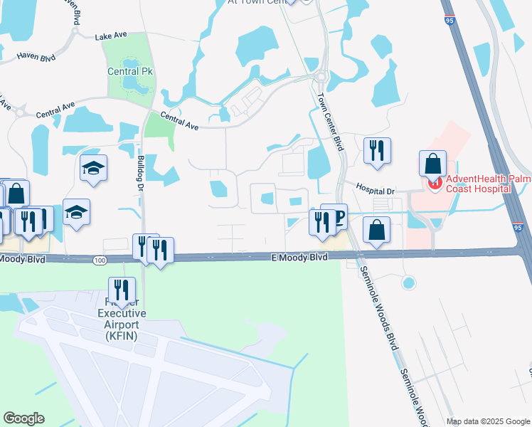 map of restaurants, bars, coffee shops, grocery stores, and more near 204 Tuscan Reserve Drive in Palm Coast