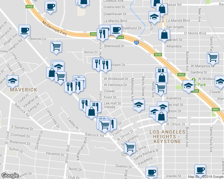 map of restaurants, bars, coffee shops, grocery stores, and more near 2335 Clower in San Antonio