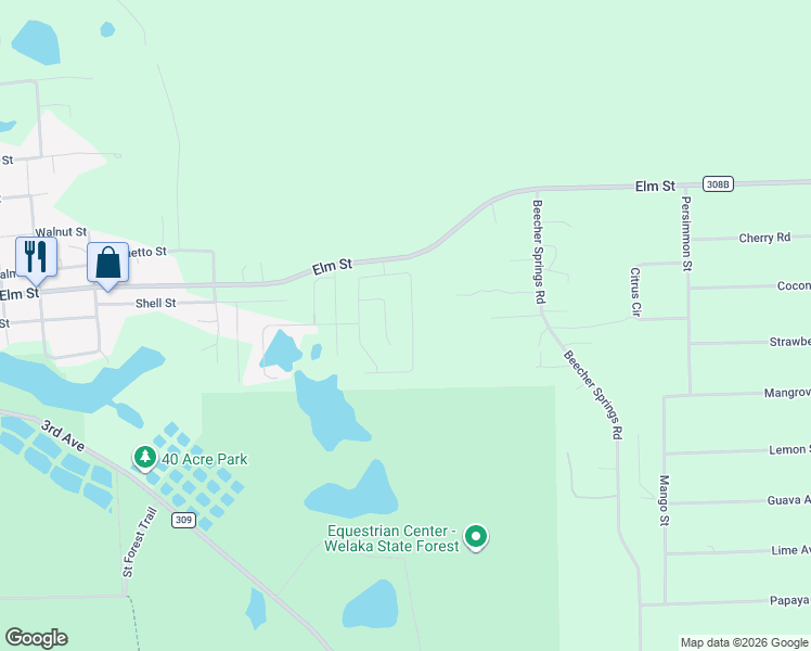 map of restaurants, bars, coffee shops, grocery stores, and more near 256 River Hill in Welaka