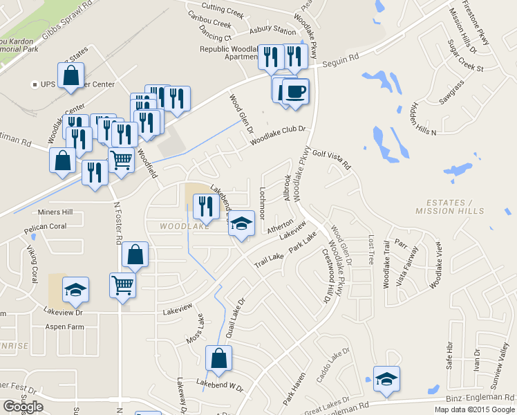 map of restaurants, bars, coffee shops, grocery stores, and more near in San Antonio