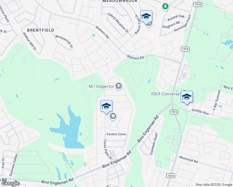 map of restaurants, bars, coffee shops, grocery stores, and more near 8443 Amistad Cove in Converse