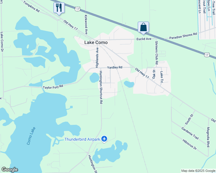 map of restaurants, bars, coffee shops, grocery stores, and more near 416 Huntington Shortcut Road in Pomona Park