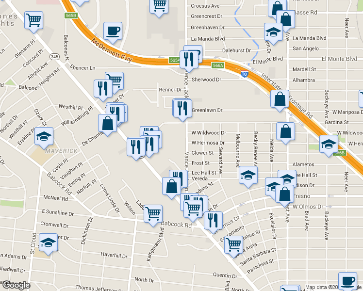 map of restaurants, bars, coffee shops, grocery stores, and more near in San Antonio