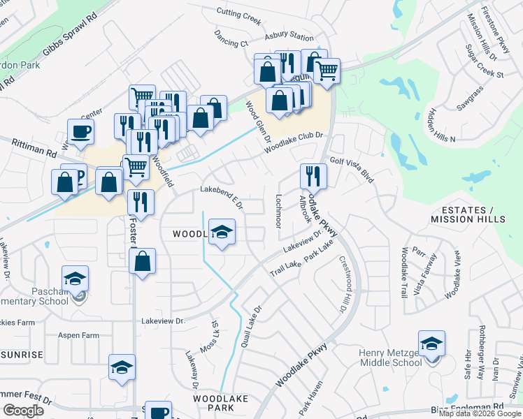 map of restaurants, bars, coffee shops, grocery stores, and more near 6914 Moon Lake Drive in San Antonio