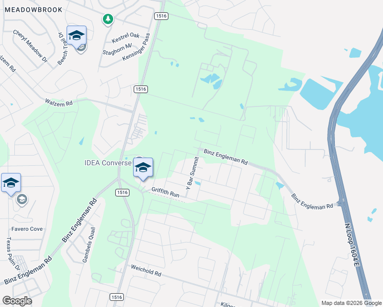 map of restaurants, bars, coffee shops, grocery stores, and more near 5880 Farm to Market 1516 in Converse