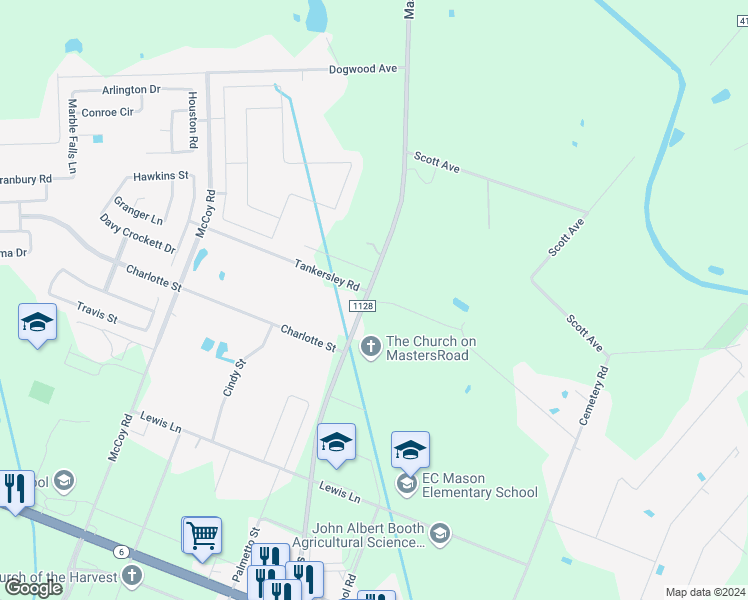 map of restaurants, bars, coffee shops, grocery stores, and more near 6701 Masters in Manvel