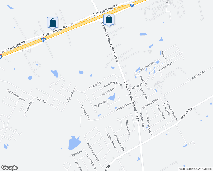 map of restaurants, bars, coffee shops, grocery stores, and more near Rosemary Cove in Bexar County