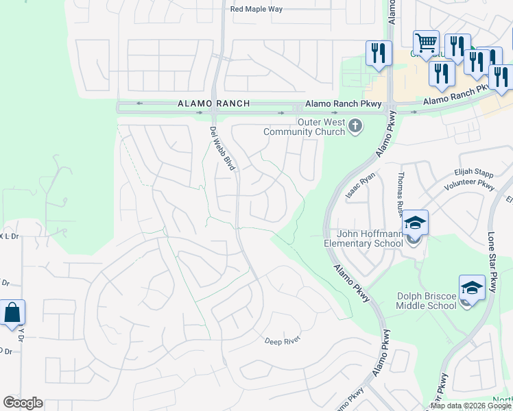 map of restaurants, bars, coffee shops, grocery stores, and more near 4739 Becker Vine in San Antonio