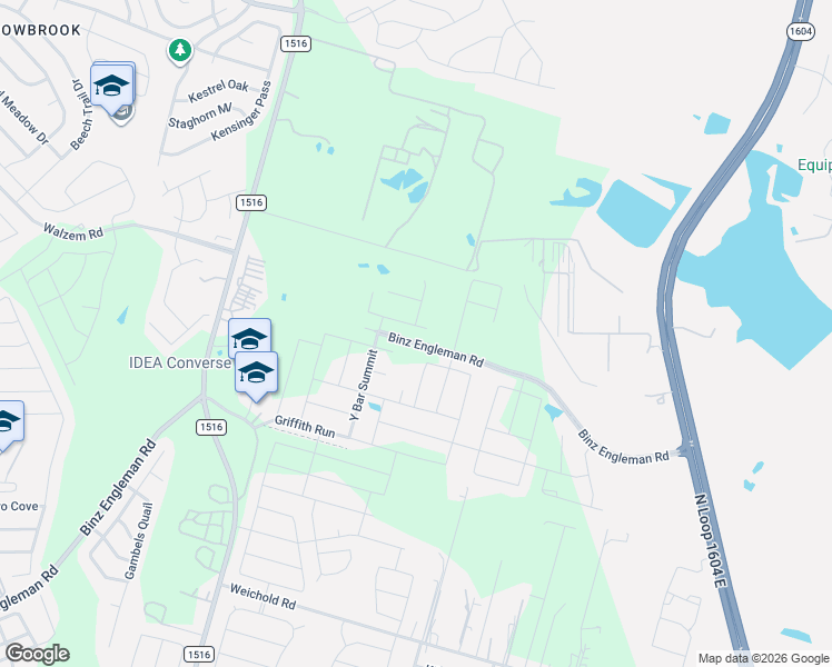 map of restaurants, bars, coffee shops, grocery stores, and more near 5880 Fm 1516 North in Converse
