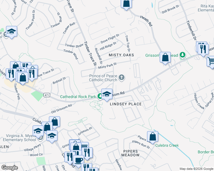 map of restaurants, bars, coffee shops, grocery stores, and more near 7922 Restless Wind Street in San Antonio