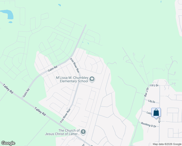 map of restaurants, bars, coffee shops, grocery stores, and more near Galm Road in San Antonio