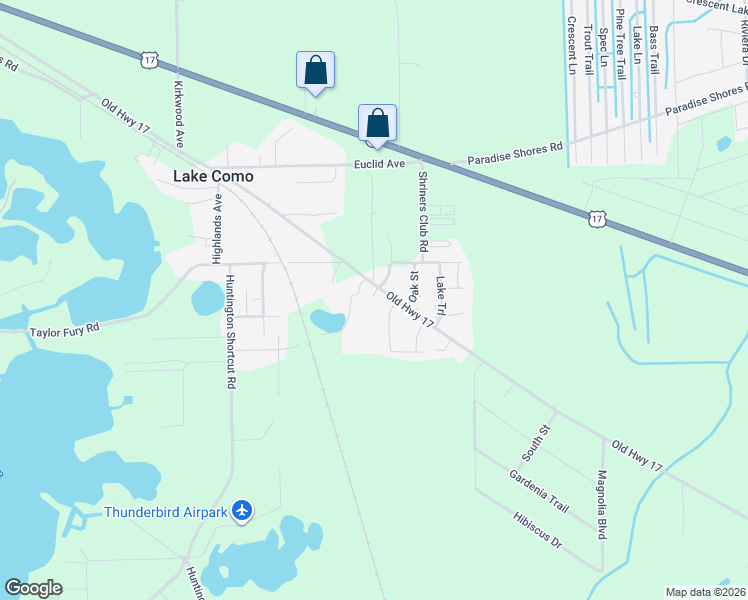 map of restaurants, bars, coffee shops, grocery stores, and more near 255 Old Highway 17 in Pomona Park
