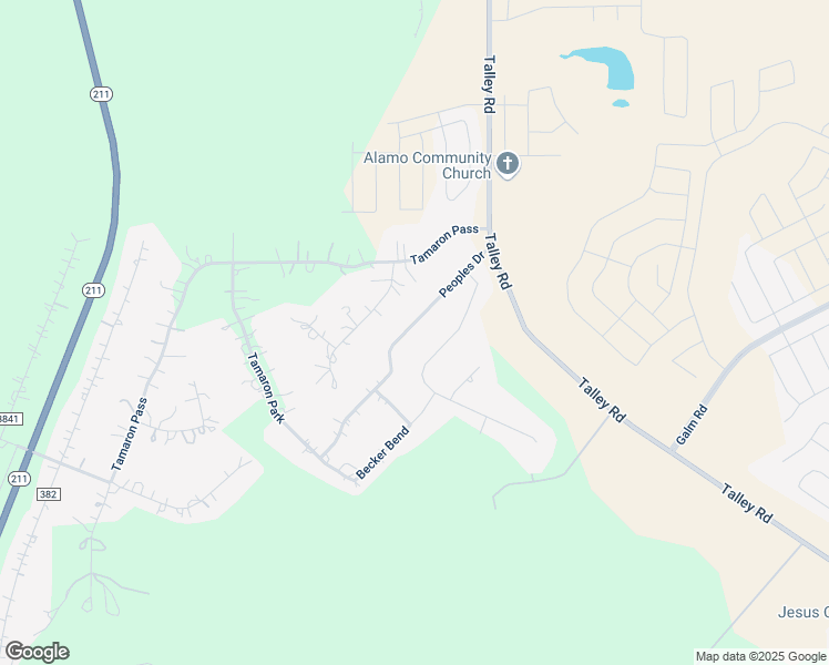 map of restaurants, bars, coffee shops, grocery stores, and more near 14834 Peoples Drive in San Antonio