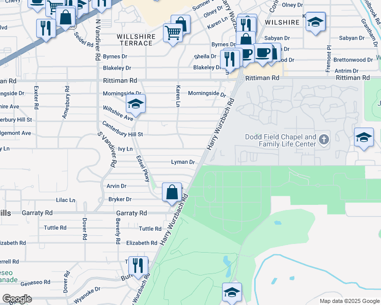 map of restaurants, bars, coffee shops, grocery stores, and more near 1064 Ivy Lane in San Antonio