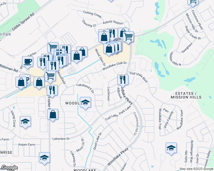 map of restaurants, bars, coffee shops, grocery stores, and more near 5709 Lochmoor in San Antonio