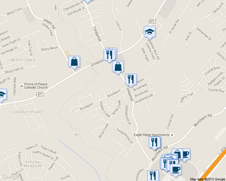 map of restaurants, bars, coffee shops, grocery stores, and more near 4807 Crystal Creek in San Antonio