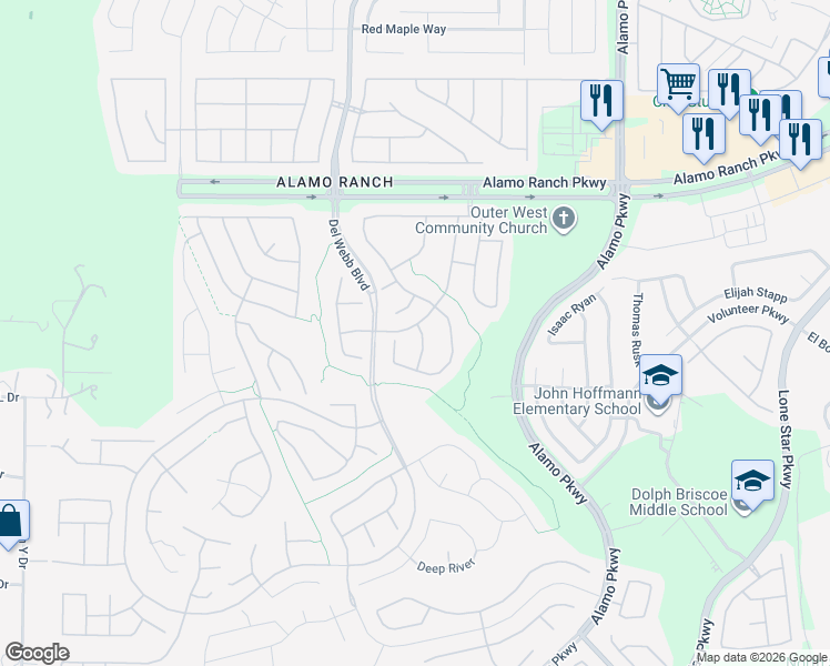 map of restaurants, bars, coffee shops, grocery stores, and more near 4739 Becker Vine in San Antonio