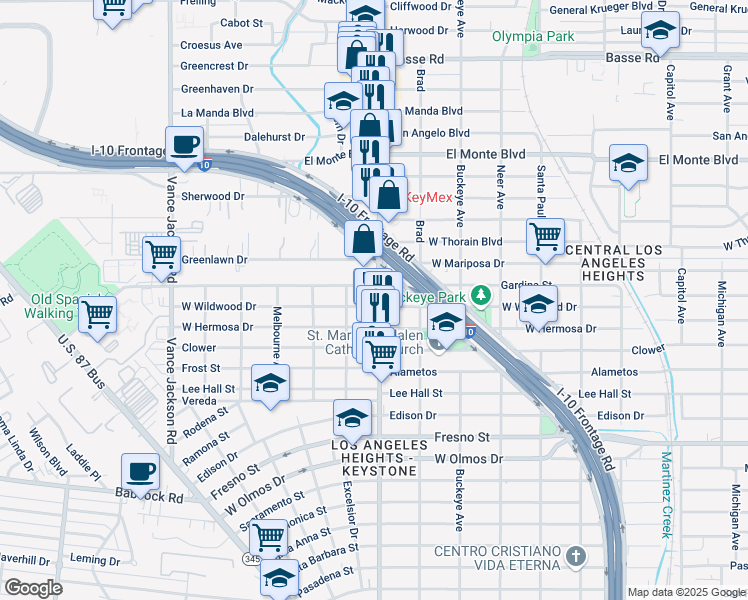 map of restaurants, bars, coffee shops, grocery stores, and more near 2003 West Avenue in San Antonio