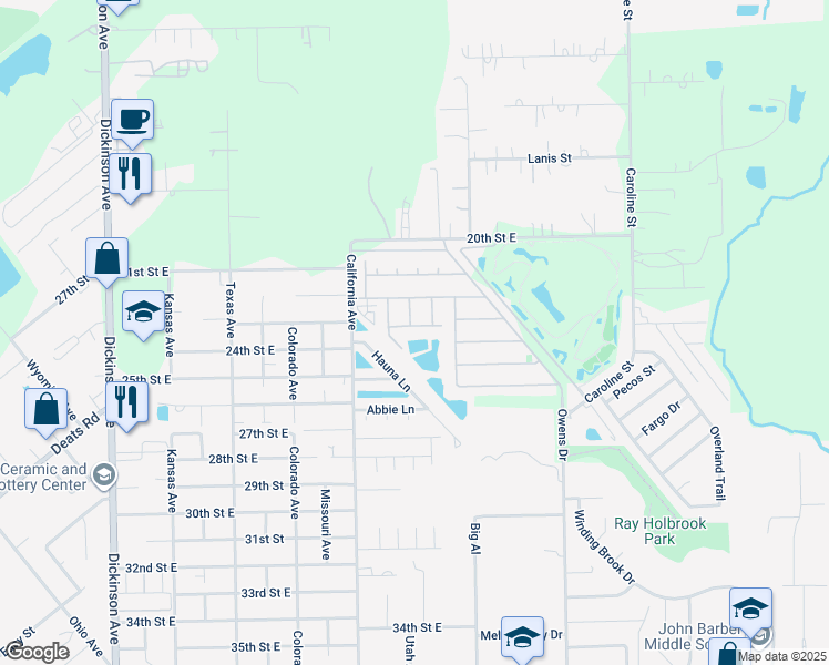 map of restaurants, bars, coffee shops, grocery stores, and more near 2124 Saint Lucia Calle in Dickinson