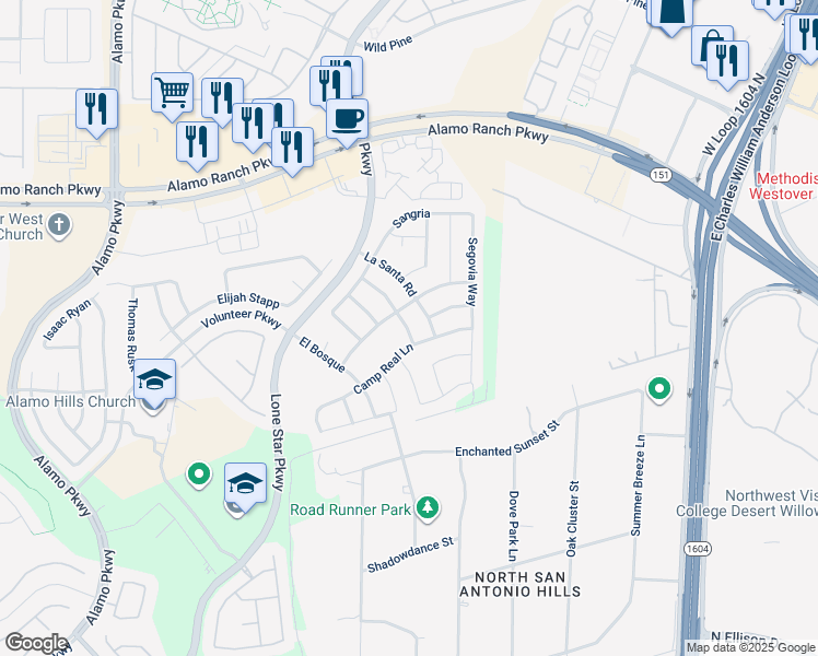 map of restaurants, bars, coffee shops, grocery stores, and more near 4707 Palma Nova Street in San Antonio