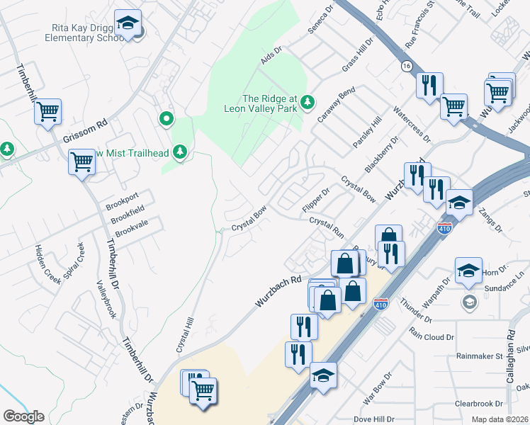 map of restaurants, bars, coffee shops, grocery stores, and more near 4823 Adkins Trail in San Antonio