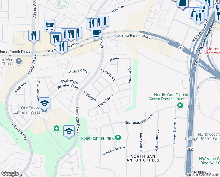 map of restaurants, bars, coffee shops, grocery stores, and more near 4715 Palma Nova Street in San Antonio