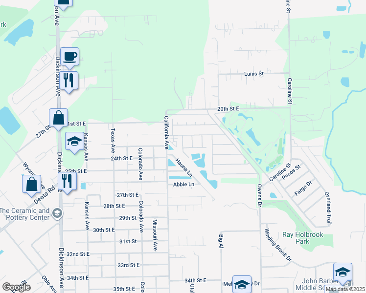 map of restaurants, bars, coffee shops, grocery stores, and more near 2124 Saint Lucia Calle in Dickinson